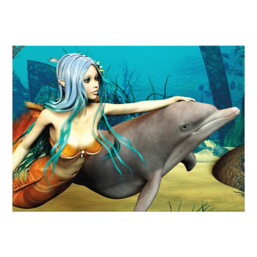 人魚とイルカ フォトプリント            (正面)