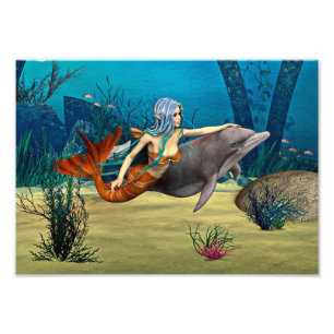 人魚とイルカ フォトプリント
