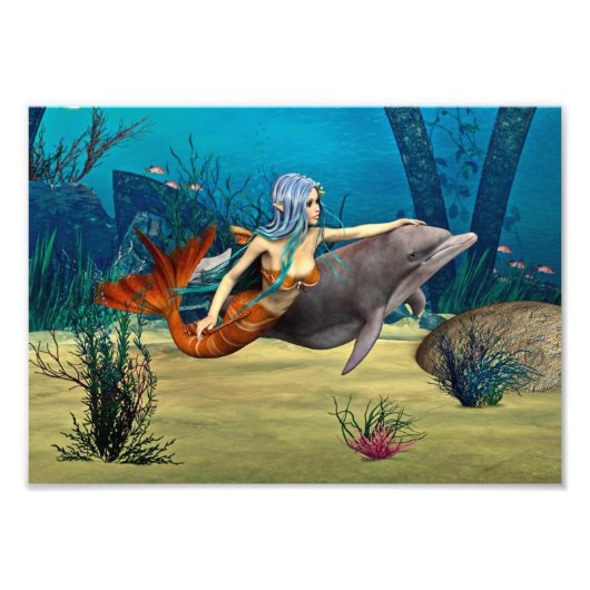 人魚とイルカ フォトプリント            (正面)