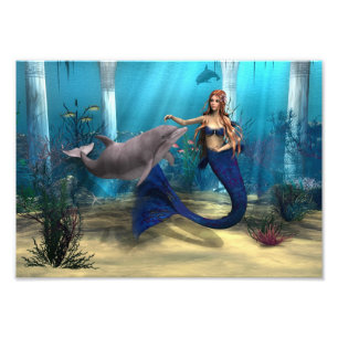 人魚とイルカ フォトプリント