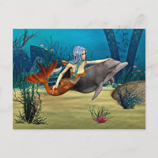 人魚とイルカ ポストカード (正面)