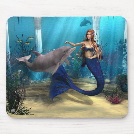 人魚とイルカ マウスパッド (正面)