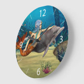 人魚とイルカ ラージ壁時計 (傾斜)