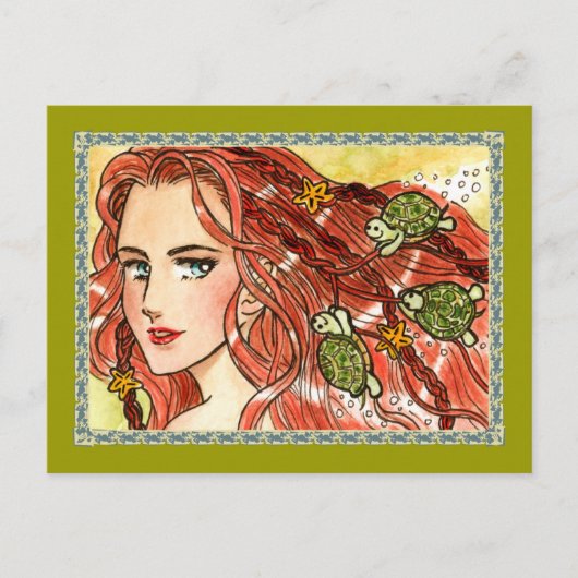 人魚とウミガメ ポストカード (正面)