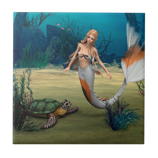 人魚とカメの友達 タイル (正面)