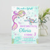 人魚とカメの誕生日招待状 海の中 招待状 (スタンド正面)