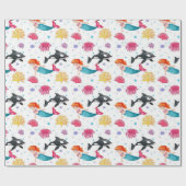 人魚とクジラの模様 ラッピングペーパー (フラット)