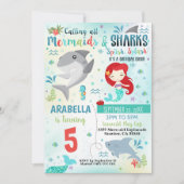 人魚とサメのパーティー招待状 招待状 (正面)