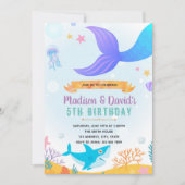 人魚とサメのパーティー招待状 招待状 (正面)