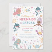 人魚とサメの誕生日招待状 招待状 (正面)