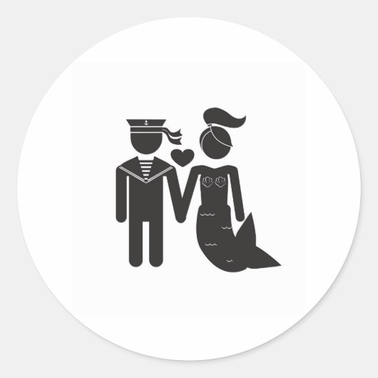 人魚とセーラーステッカー ラウンドシール (正面)