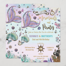 人魚とパイレーツツインズザシー誕生日 招待状