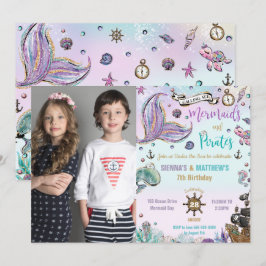 人魚とパイレーツ共同誕生日海写真 招待状