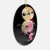 人魚とパーソナライズされたサンタハットのメリークリスマス セラミックオーナメント (右)