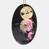 人魚とパーソナライズされたサンタハットのメリークリスマス セラミックオーナメント (左)