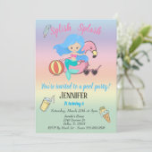人魚とフラメンコの浮き輪プールパーティーバースデー 招待状 (スタンド正面)