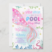 人魚とプールの誕生日招待状 招待状 (正面)