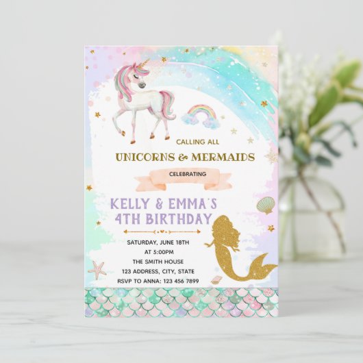 人魚とユニコーンの共同誕生日の招待状 招待状 (スタンド正面)