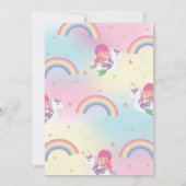 人魚とユニコーンの虹プールパーティー誕生日 招待状 (裏面)