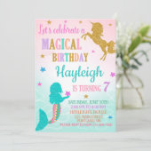 人魚とユニコーンの誕生日招待状 招待状 (スタンド正面)