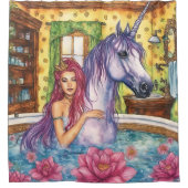 人魚とユニコーン入浴ファンタジー シャワーカーテン (正面)