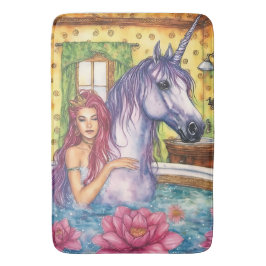 人魚とユニコーン入浴ファンタジー バスマット