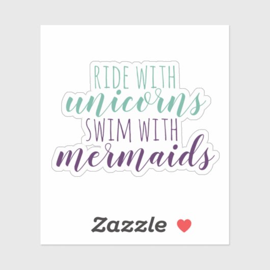 人魚と一緒に泳ぐユニコーンとかわいいスクリプトライド シール (シート)
