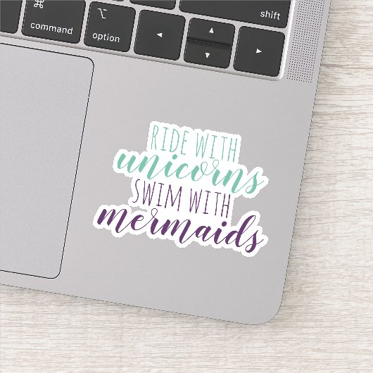 人魚と一緒に泳ぐユニコーンとかわいいスクリプトライド シール (詳細)