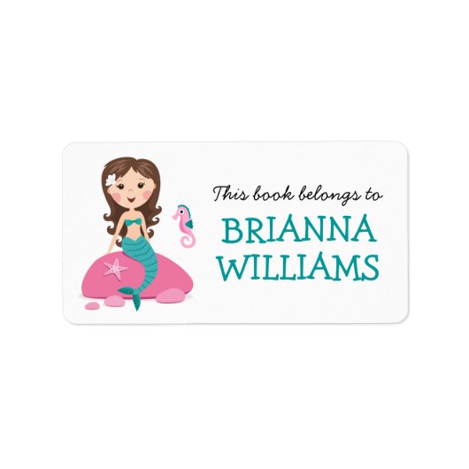 人魚と乗馬の蔵書票書 ラベル (正面)