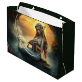 人魚と亀の友が洞窟を訪れる ラージペーパーバッグ (裏面アングル)