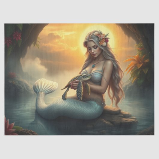 人魚と亀の友が洞窟を訪れる 薄葉紙 (正面)