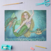 人魚と亀の月明かりのダンス 薄葉紙 (クラフト)