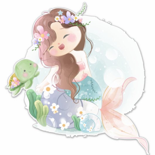 人魚と亀 シール (正面)