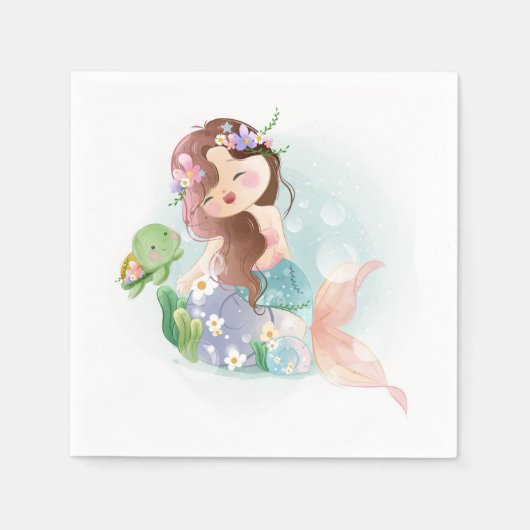 人魚と亀 スタンダードカクテルナプキン (正面)