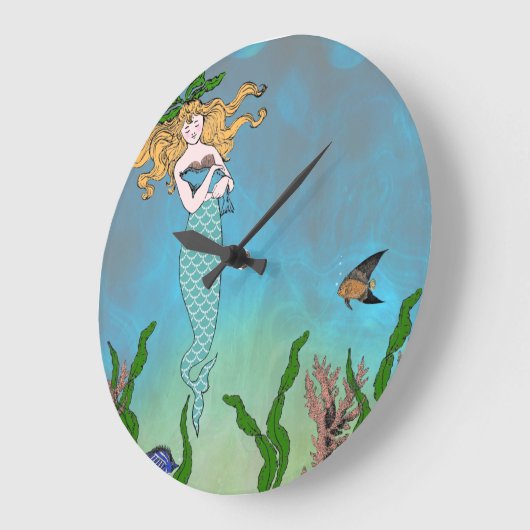 人魚と印 ラージ壁時計 (傾斜)