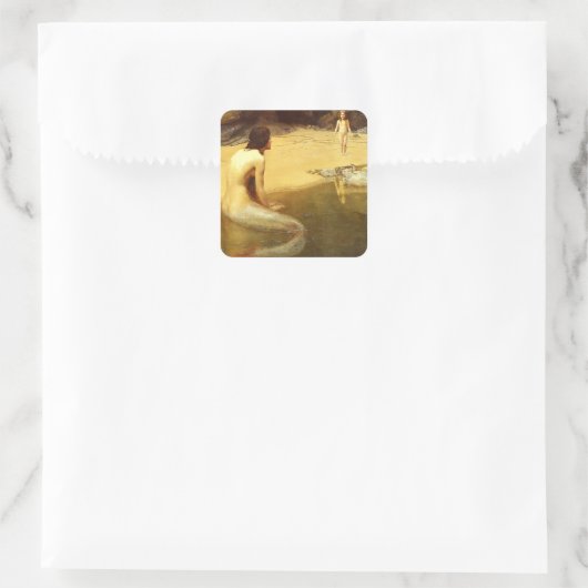 人魚と子供 スクエアシール (バッグ)