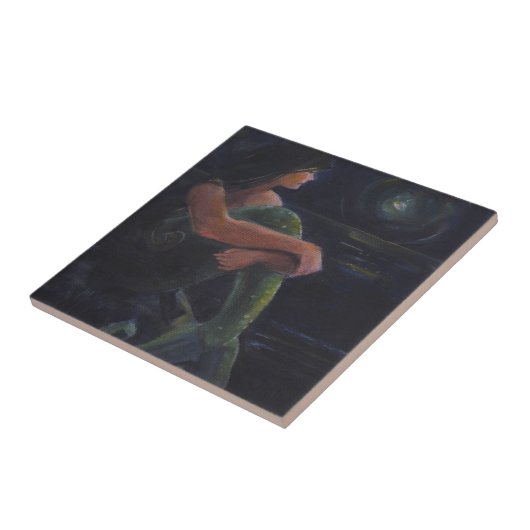 人魚と月 タイル (側面)