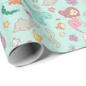 人魚と水中フレンズのラッピング紙 ラッピングペーパー (ロールコーナー)