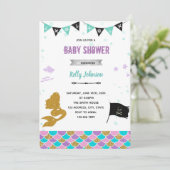 人魚と海賊のシャワー誕生日招待状 招待状 (スタンド正面)