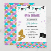 人魚と海賊のシャワー誕生日招待状 招待状 (正面/裏面)