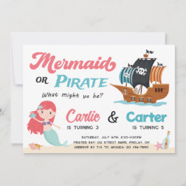 人魚と海賊の共同誕生日パーティー、どんな年齢でも 招待状