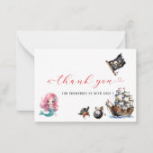 人魚と海賊の水彩画の誕生日パーティーありがとう ノートカード (正面)