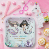 人魚と海賊の海面共同誕生日 ペーパープレート (パーティー)