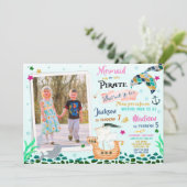 人魚と海賊の誕生日の招待状Boy Girl 招待状 (スタンド正面)