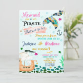 人魚と海賊の誕生日の招待状Boy Girl 招待状 (スタンド正面)
