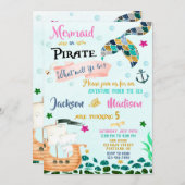 人魚と海賊の誕生日の招待状Boy Girl 招待状 (正面/裏面)