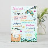 人魚と海賊の誕生日の招待状Boy Girl 招待状 (スタンド正面)