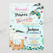 人魚と海賊の誕生日の招待状Boy Girl 招待状 (正面/裏面)