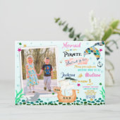 人魚と海賊の誕生日の招待状Boy Girl 招待状 (スタンド正面)