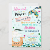 人魚と海賊の誕生日の招待状Boy Girl 招待状 (正面)